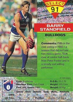 1994 Select AFL #91 Barry Standfield Back
